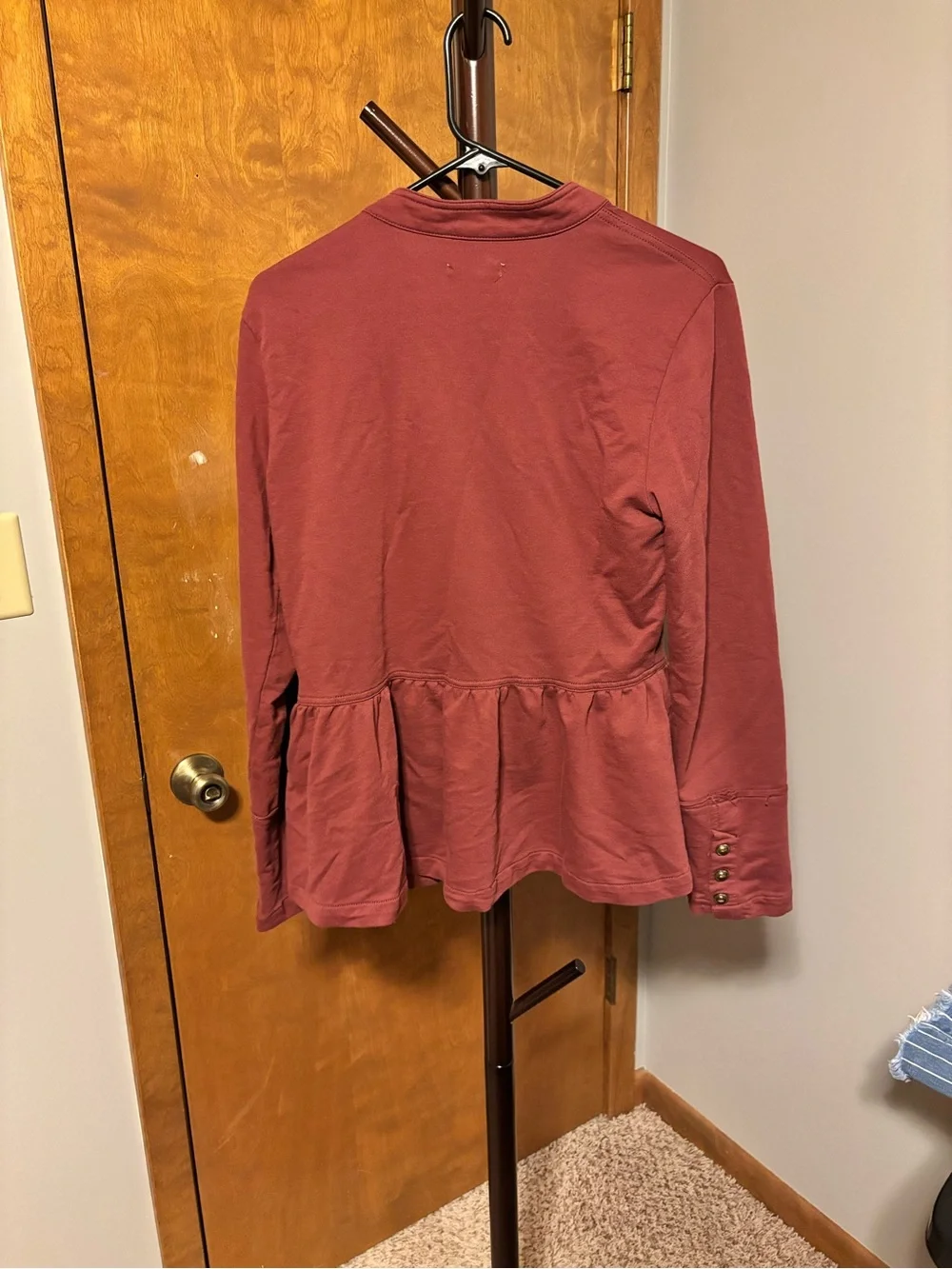 Maurices Dusty Rose Peplum Button Jacket